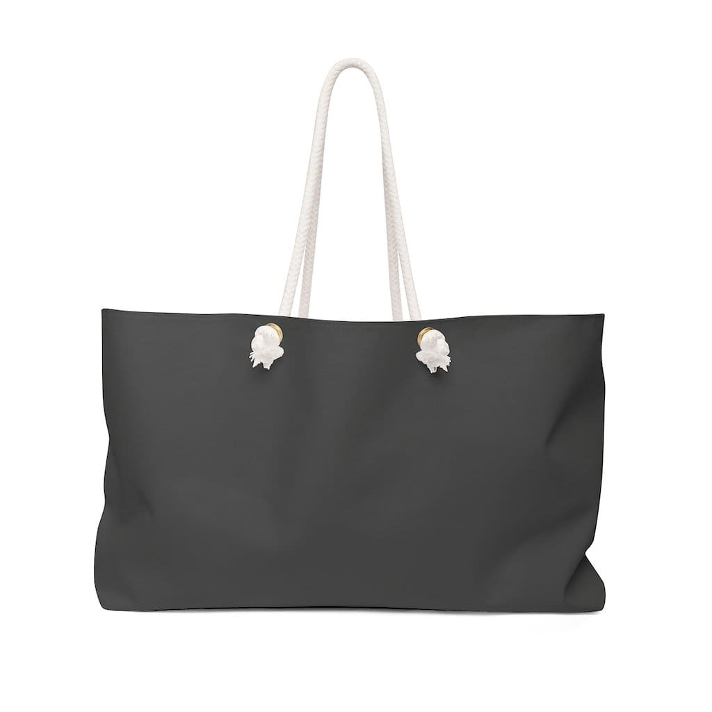 Oversized Charcoal Grey Weekender Tote Bag with thick rope handles, spacious interior, and stylish design.