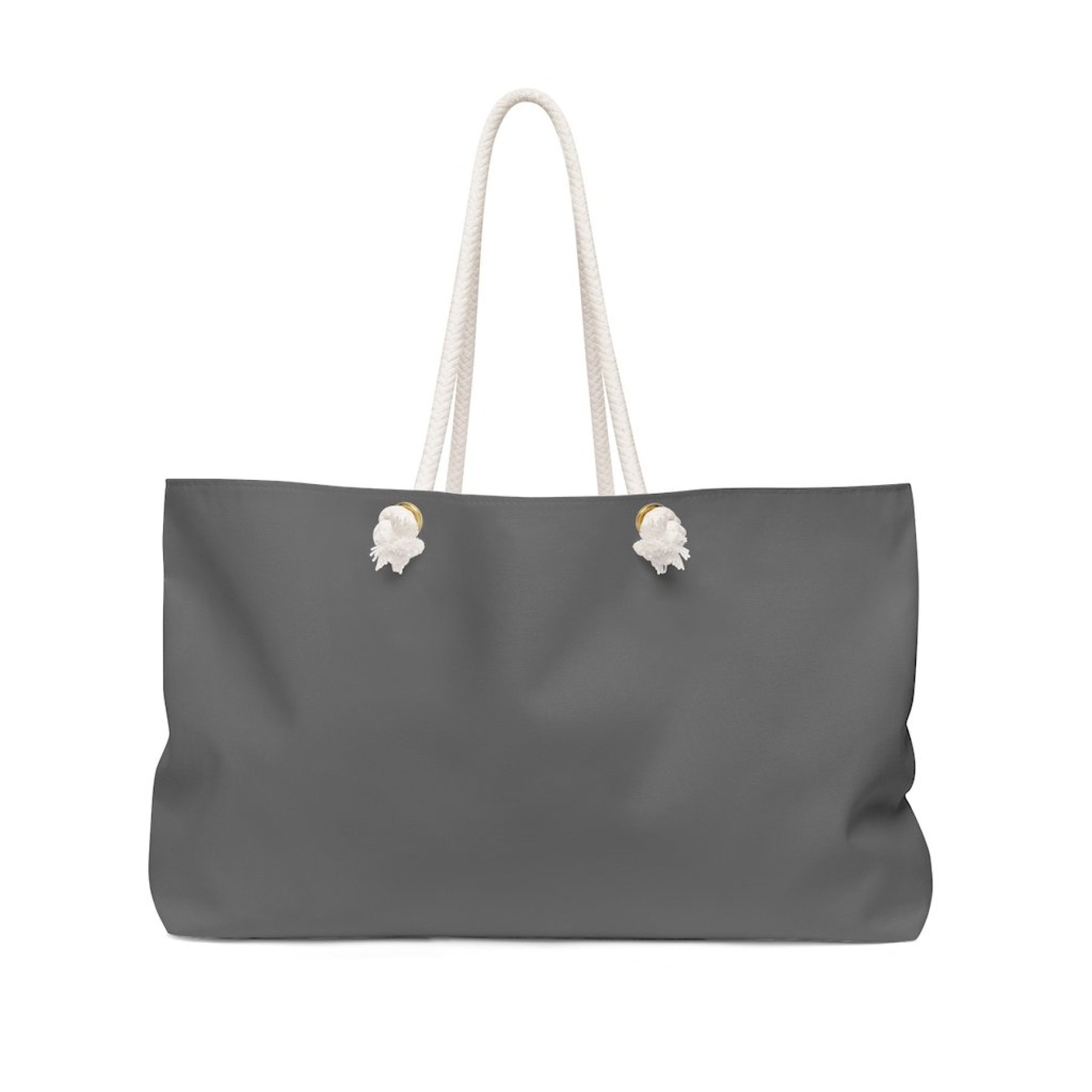 Dark Grey Weekender Tote Bag with thick rope handles and spacious design, perfect for travel and everyday use.