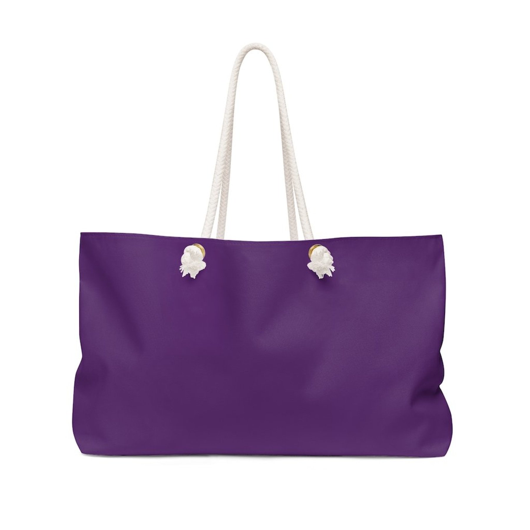 Oversized purple Weekender Tote Bag with thick rope handles, perfect for beach trips and casual outings.