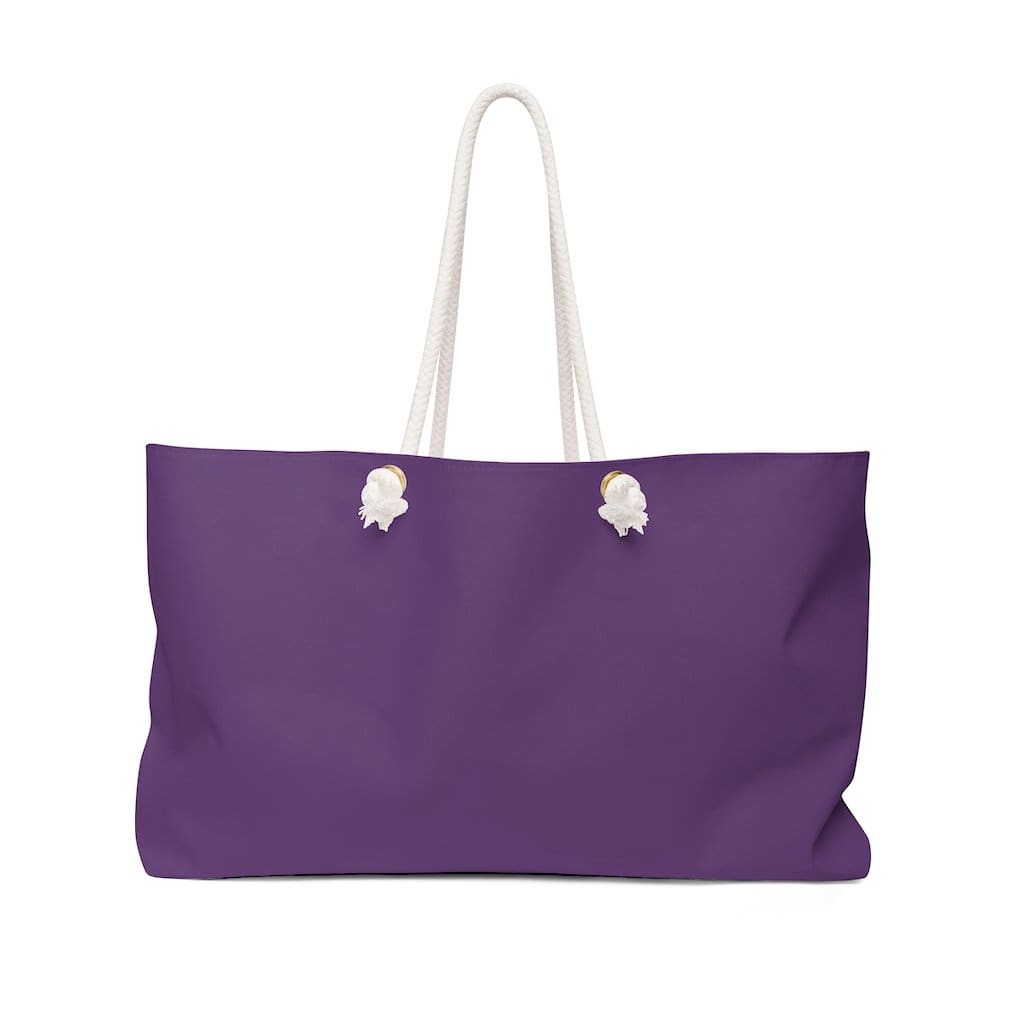 Oversized purple Weekender Tote Bag with thick rope handles, perfect for beach trips and casual outings.