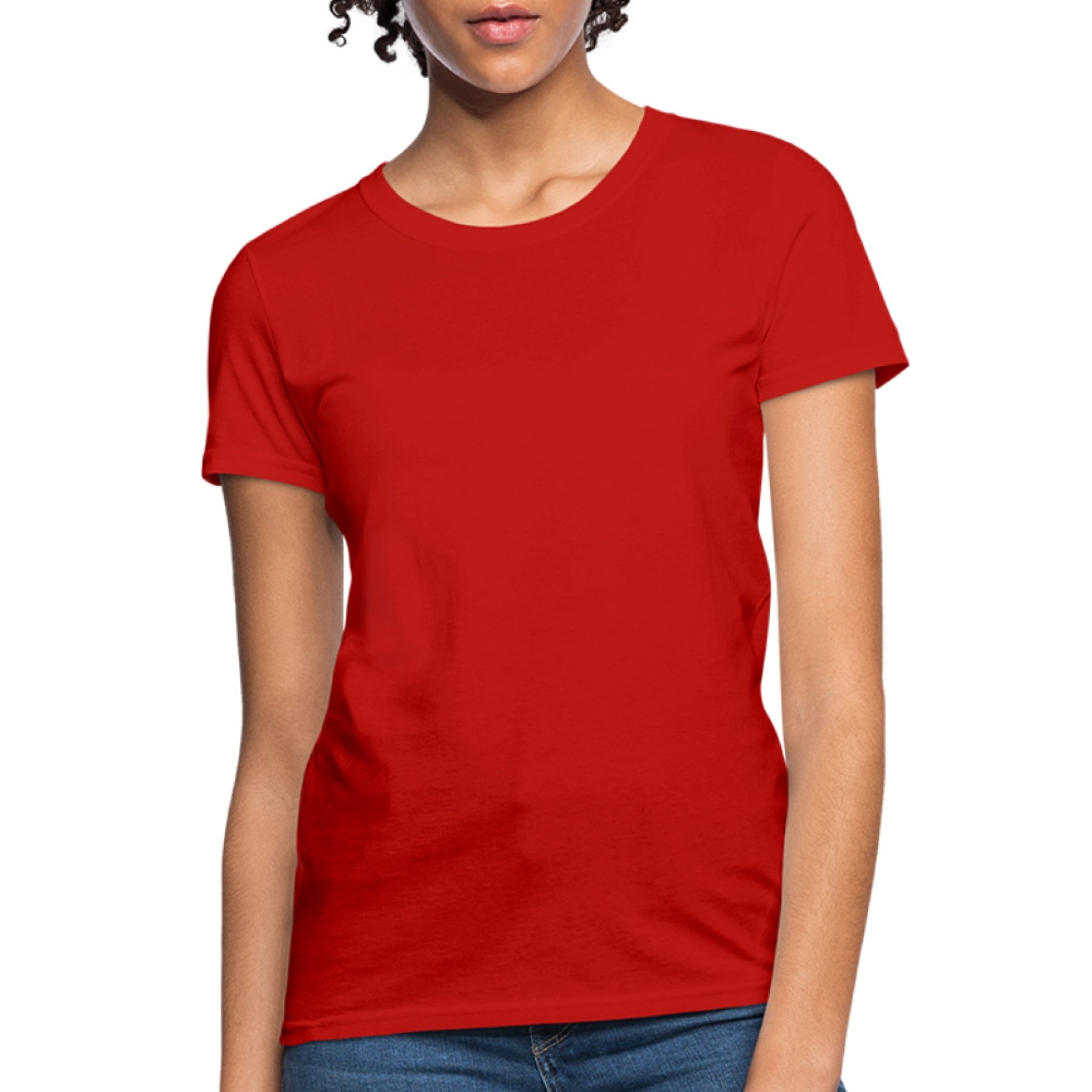 A stylish Women's Classic Short Sleeve T-Shirt in various colors, showcasing its feminine fit and comfortable fabric.