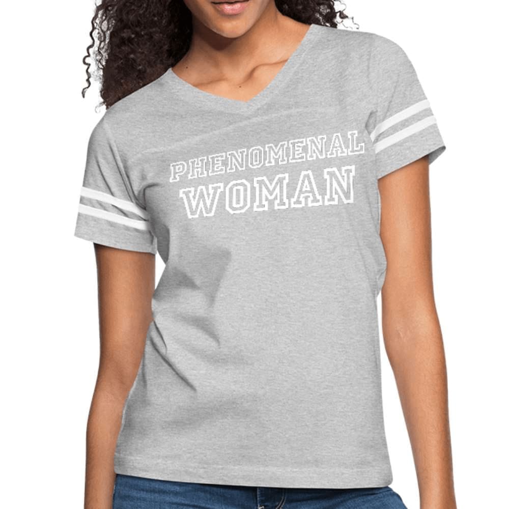 Womens Graphic Vintage Tee featuring a soft poly-cotton blend, double-needle stitching, and stylish contrasting stripes on sleeves.