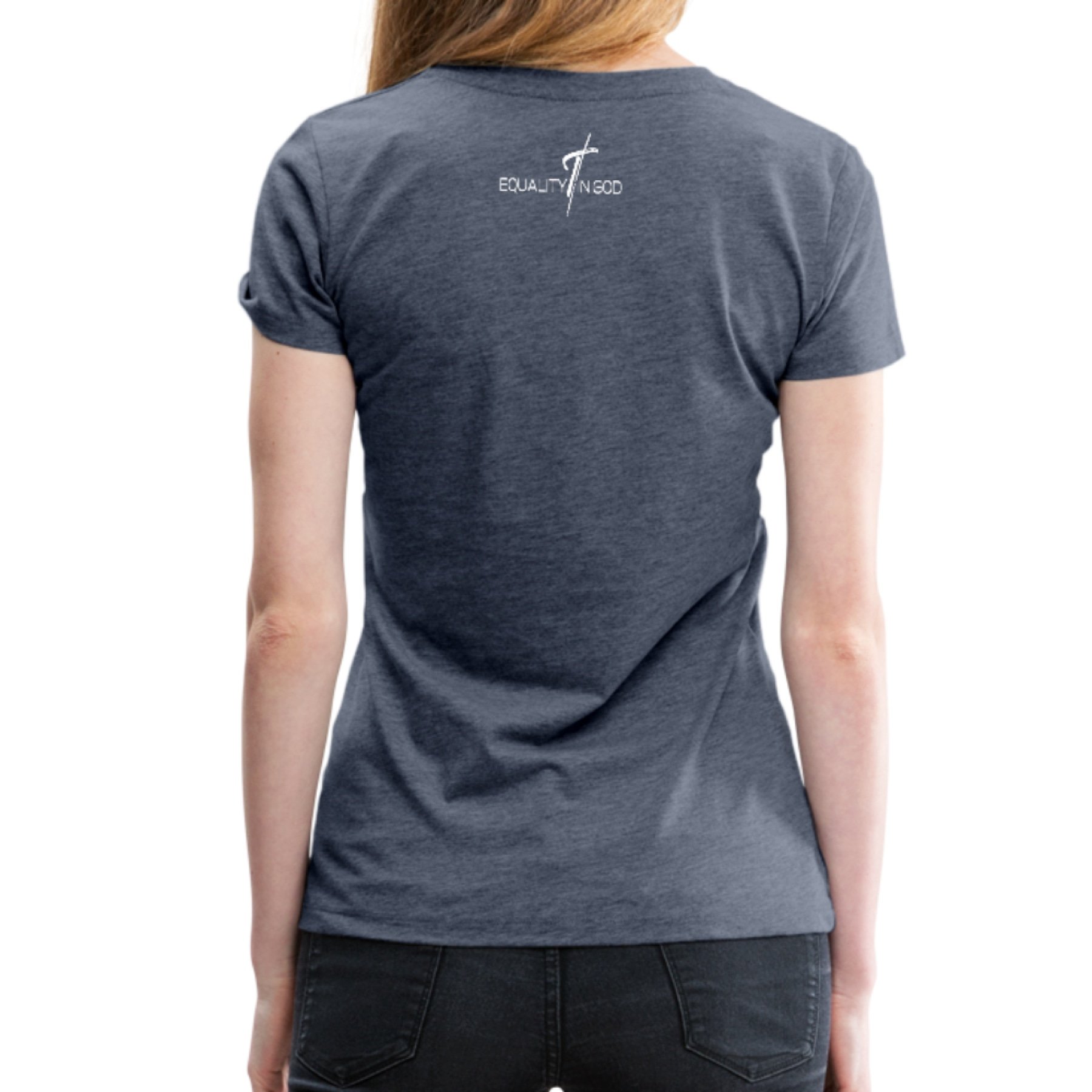 A stylish Women's T-shirt featuring the Equality In God graphic, made from soft pre-shrunk cotton, perfect for casual wear.