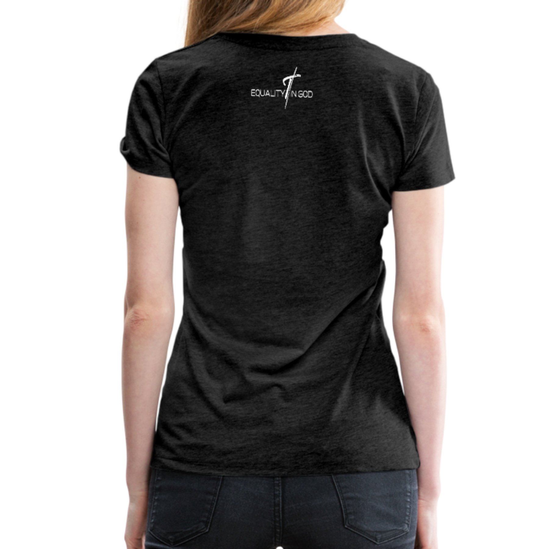 A stylish Women's T-shirt featuring the Equality In God graphic, made from soft pre-shrunk cotton, perfect for casual wear.