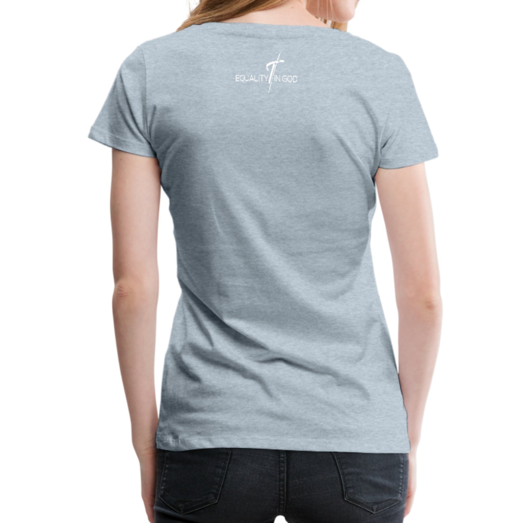 A stylish Women's T-shirt featuring the Equality In God graphic, made from soft pre-shrunk cotton, perfect for casual wear.