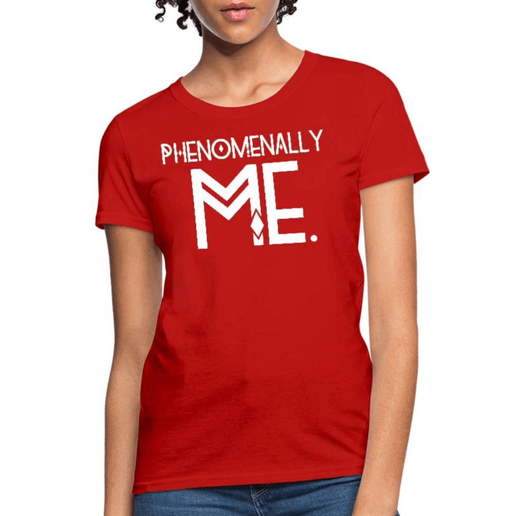 A stylish women's Phenomenally Me Graphic Tee in various colors, showcasing its feminine fit and comfortable fabric.