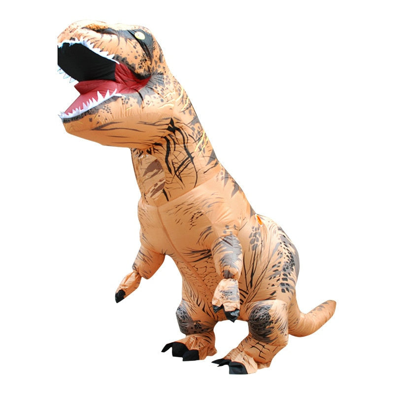 Adult wearing a Unique T-REX Inflatable Costume, showcasing vibrant colors and playful design, perfect for parties and cosplay events.