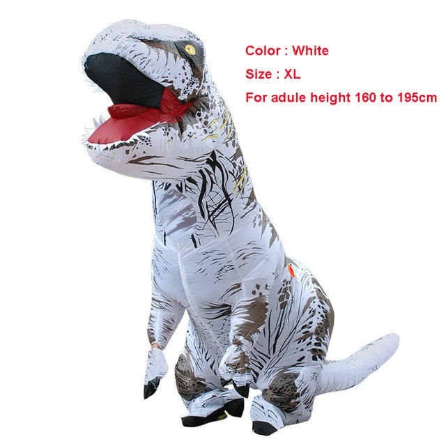 Adult wearing a Unique T-REX Inflatable Costume, showcasing vibrant colors and playful design, perfect for parties and cosplay events.