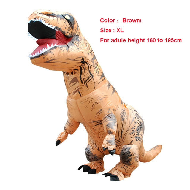 Adult wearing a Unique T-REX Inflatable Costume, showcasing vibrant colors and playful design, perfect for parties and cosplay events.