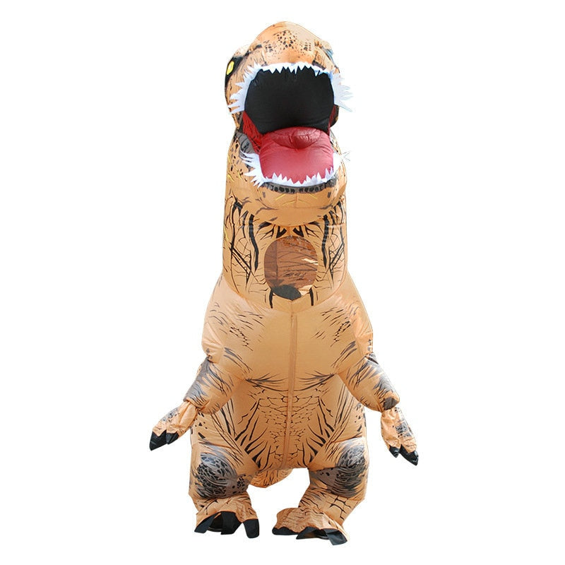 Adult wearing a Unique T-REX Inflatable Costume, showcasing vibrant colors and playful design, perfect for parties and cosplay events.