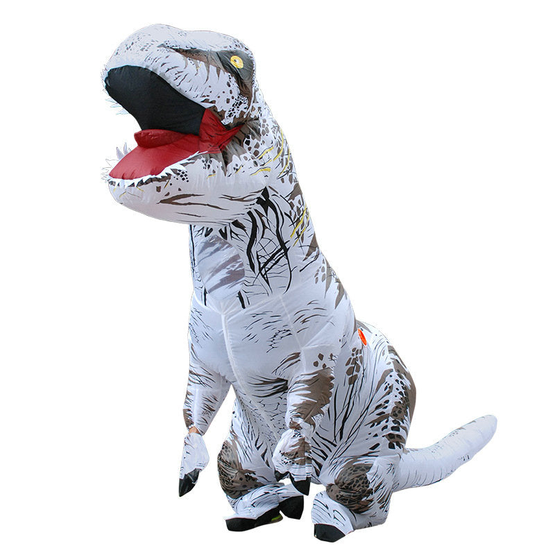 Adult wearing a Unique T-REX Inflatable Costume, showcasing vibrant colors and playful design, perfect for parties and cosplay events.