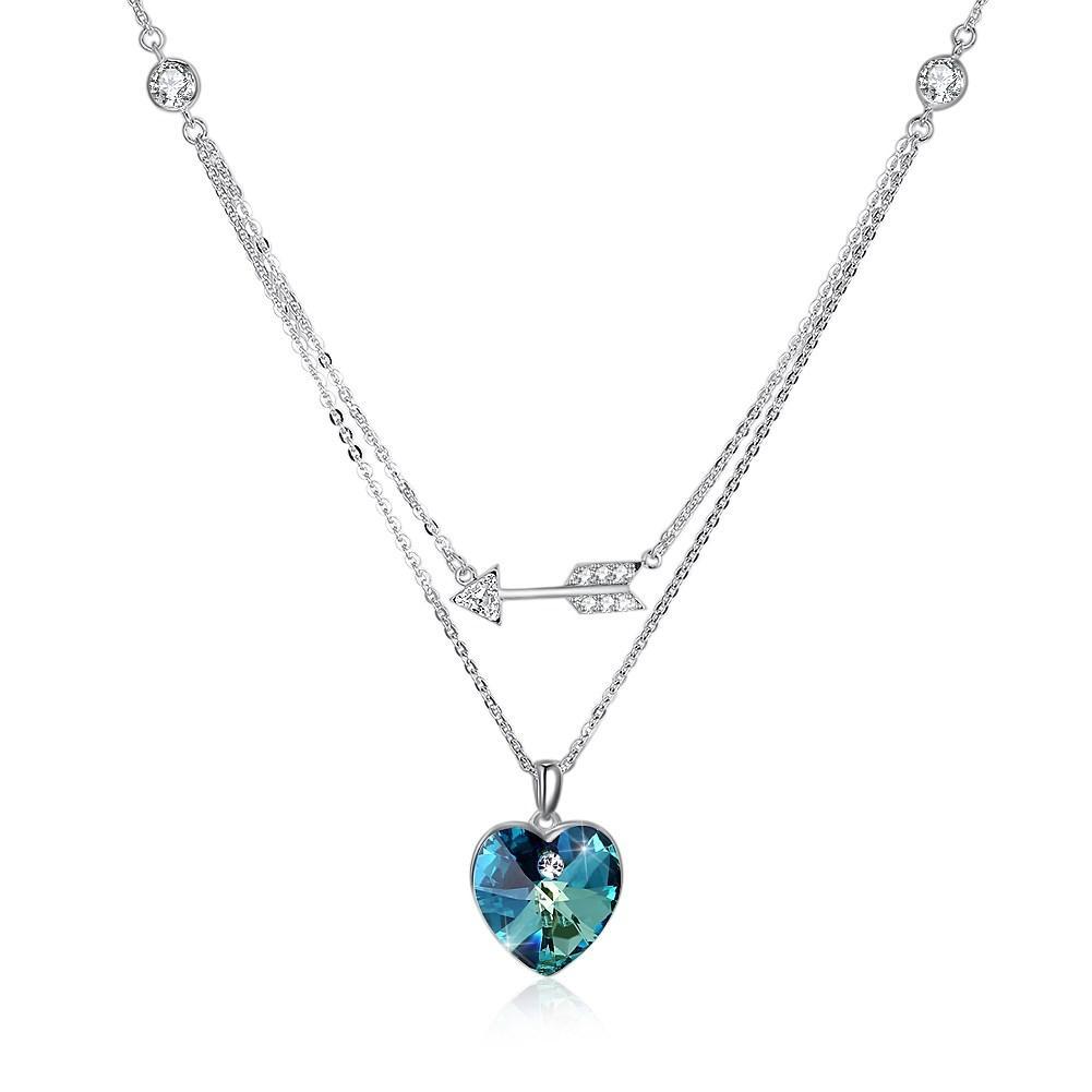 Bermuda Blue Swarovski Crystals Sterling Silver Pave Double Layer necklace showcasing elegant design and craftsmanship.