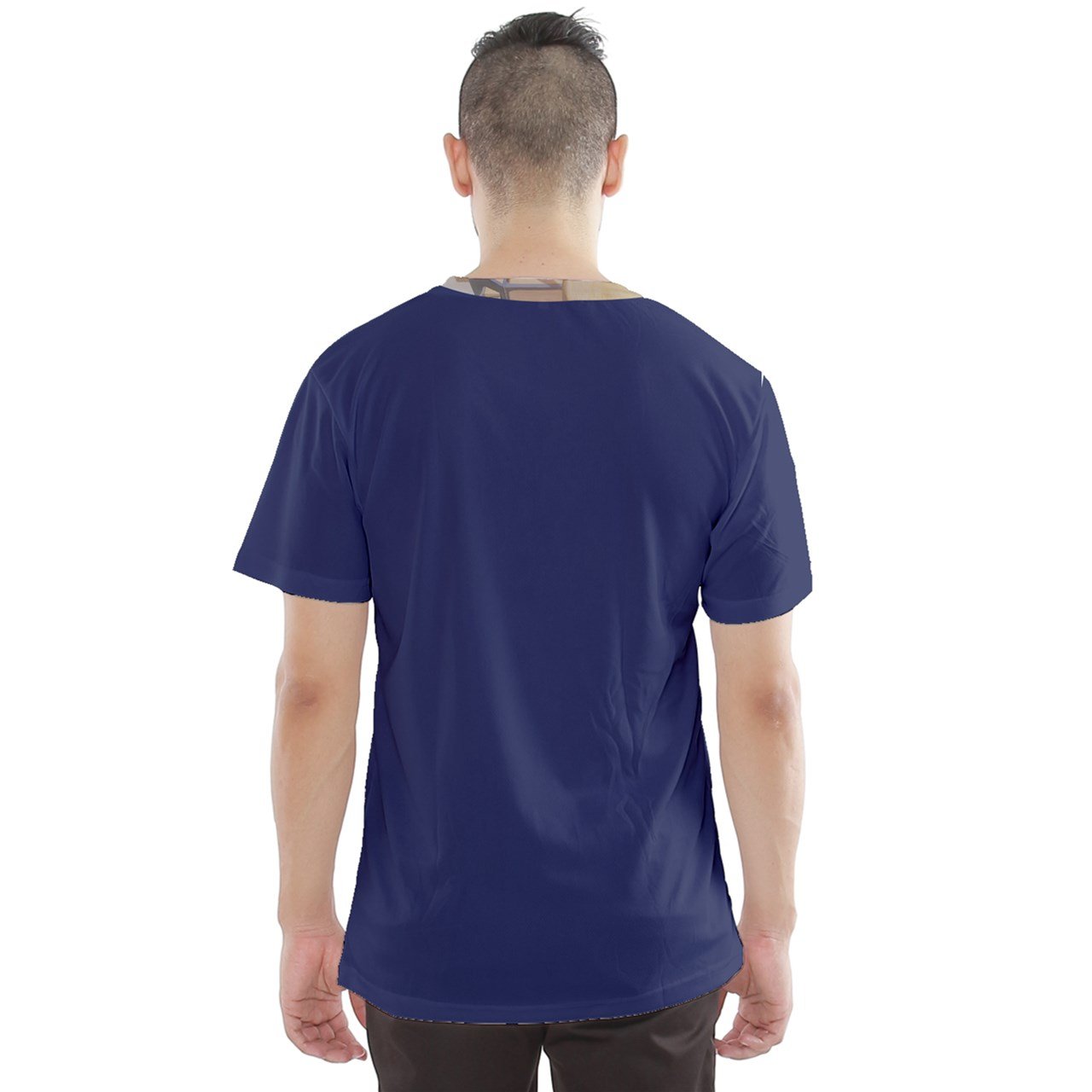 A blue men's sport mesh tee showcasing a breathable fabric, perfect for customization and athletic wear.