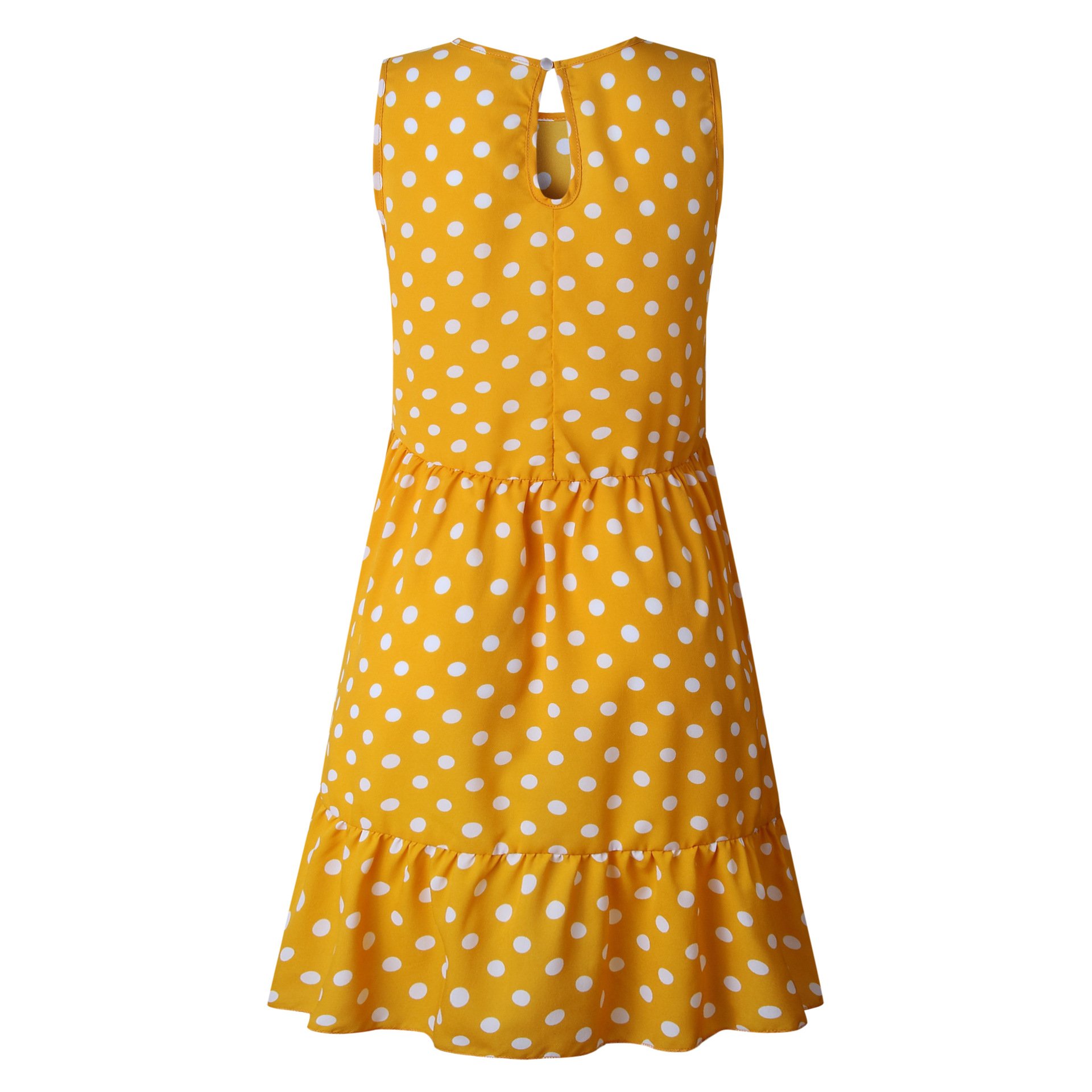 A stylish women's boho beach sundress featuring floral prints and polka dots, perfect for summer outings.