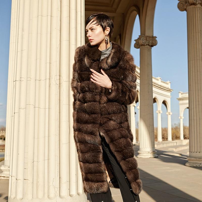 Luxurious LVCHI Winter 2019 Russian sable mink coat for women, featuring a mandarin collar and wave cut decoration, perfect for winter fashion.