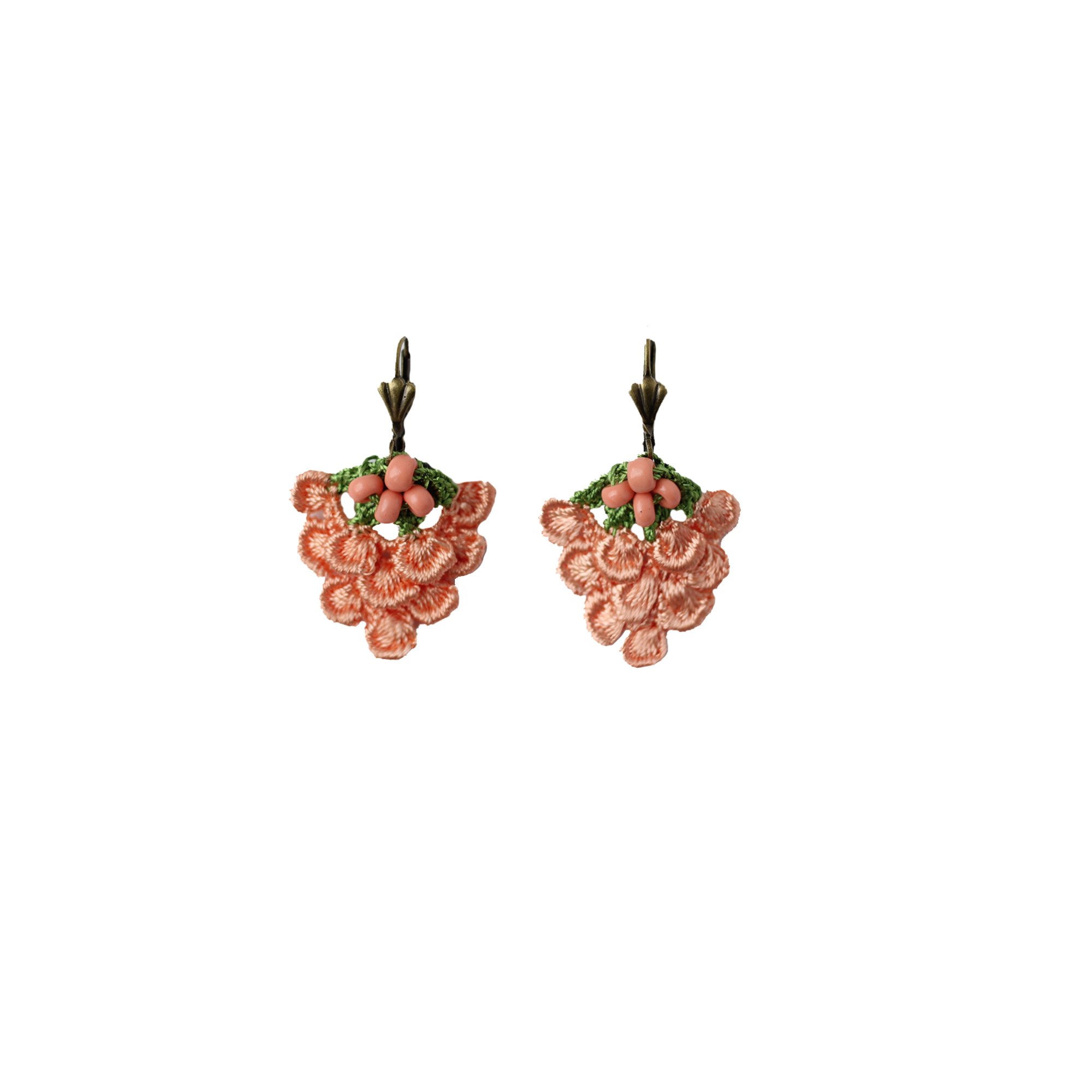 A pair of Merlot Beaded Earrings featuring hand-embroidered grape designs, lightweight and stylish, perfect for wine lovers.