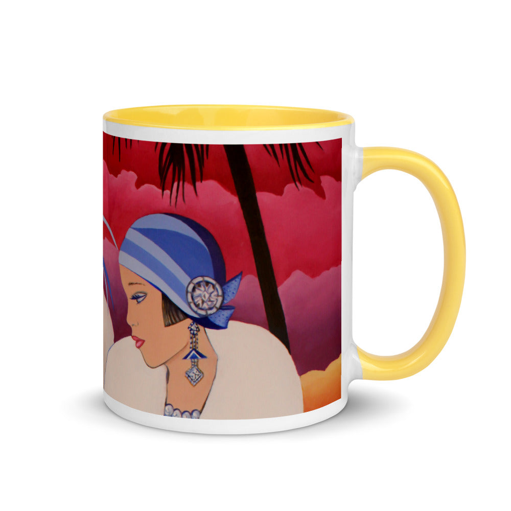 Palm Beach Blue Mug showcasing a vibrant blue exterior with a colorful interior and rim, perfect for coffee or tea.