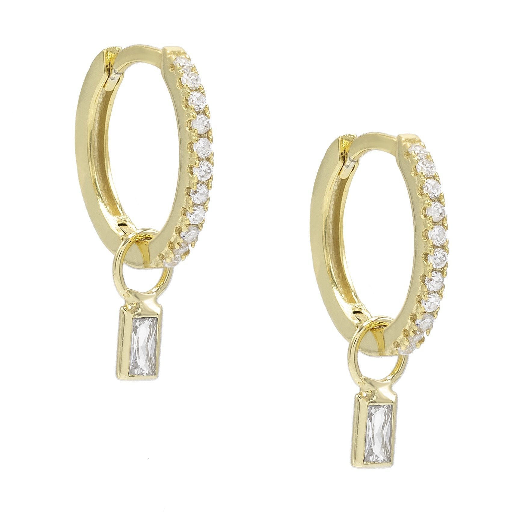 Elegant Pave Mini White Topaz Stud Earrings in 18K Gold, featuring sparkling gemstones and a comfortable fit.