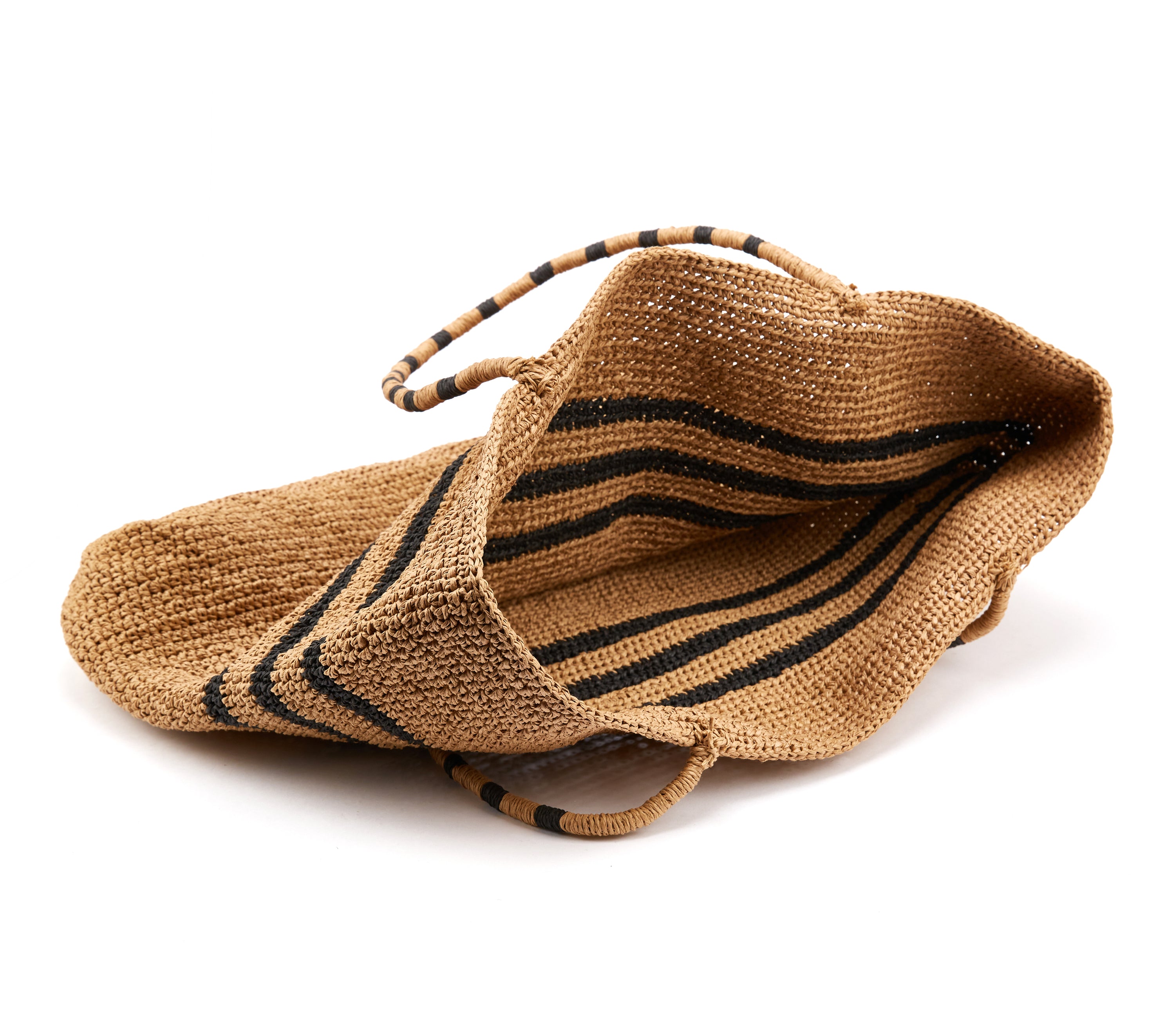 Tulum Tote Bag handwoven from paper rope, showcasing its spacious design and natural texture, perfect for summer outings.