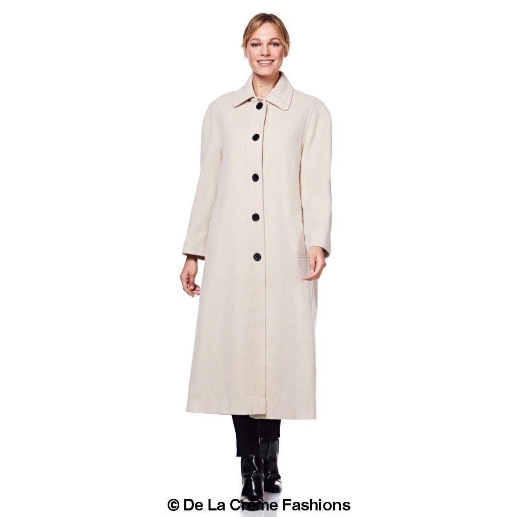 A stylish Curve Wool & Cashmere Blend Plus Size Long Coat in a classic design, featuring a single-breasted front and two side pockets, perfect for sizes UK 14-24.