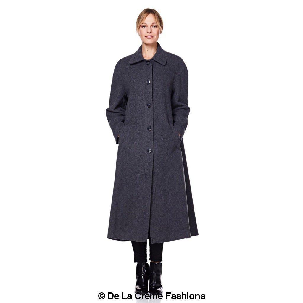 A stylish Curve Wool & Cashmere Blend Plus Size Long Coat in a classic design, featuring a single-breasted front and two side pockets, perfect for sizes UK 14-24.