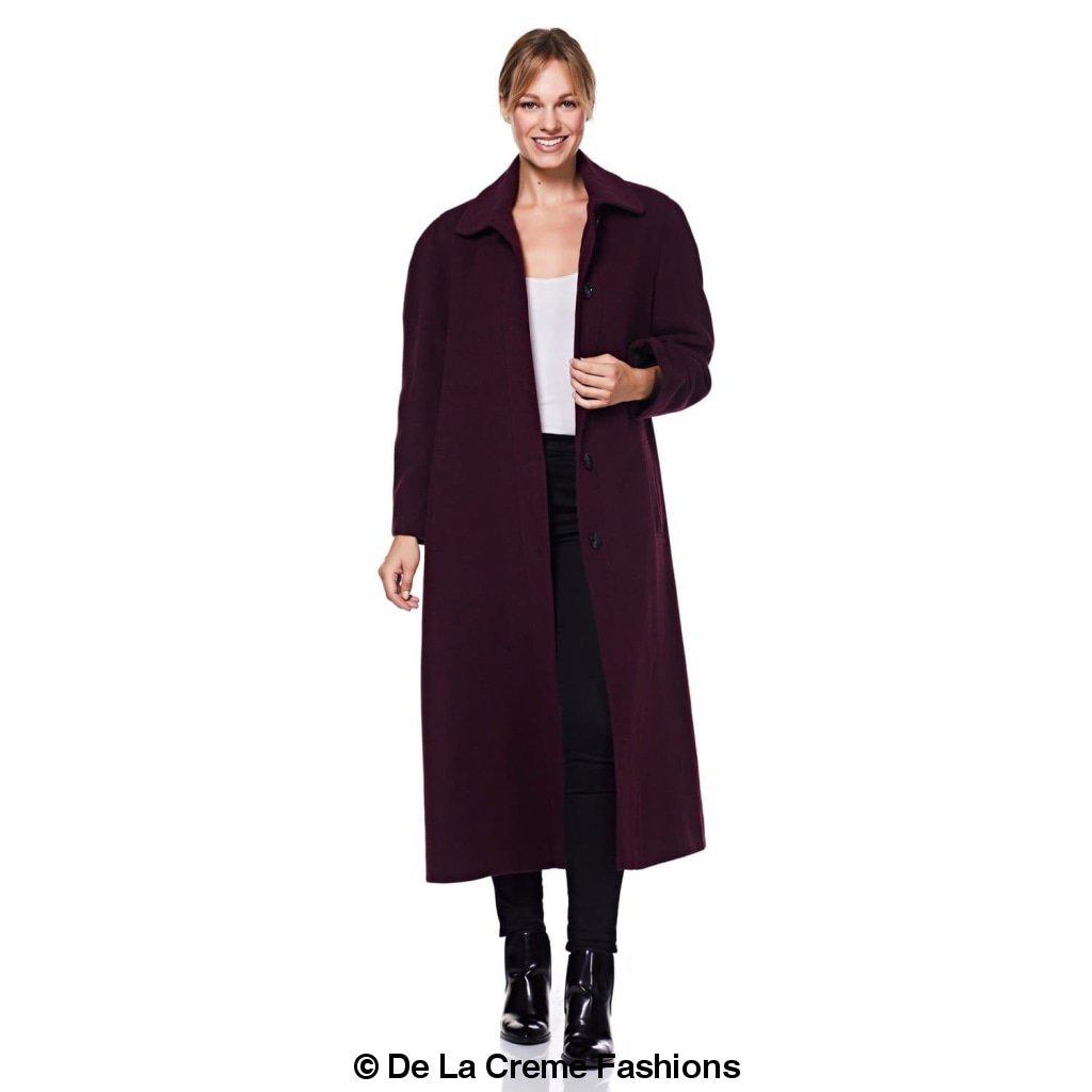 A stylish Curve Wool & Cashmere Blend Plus Size Long Coat in a classic design, featuring a single-breasted front and two side pockets, perfect for sizes UK 14-24.