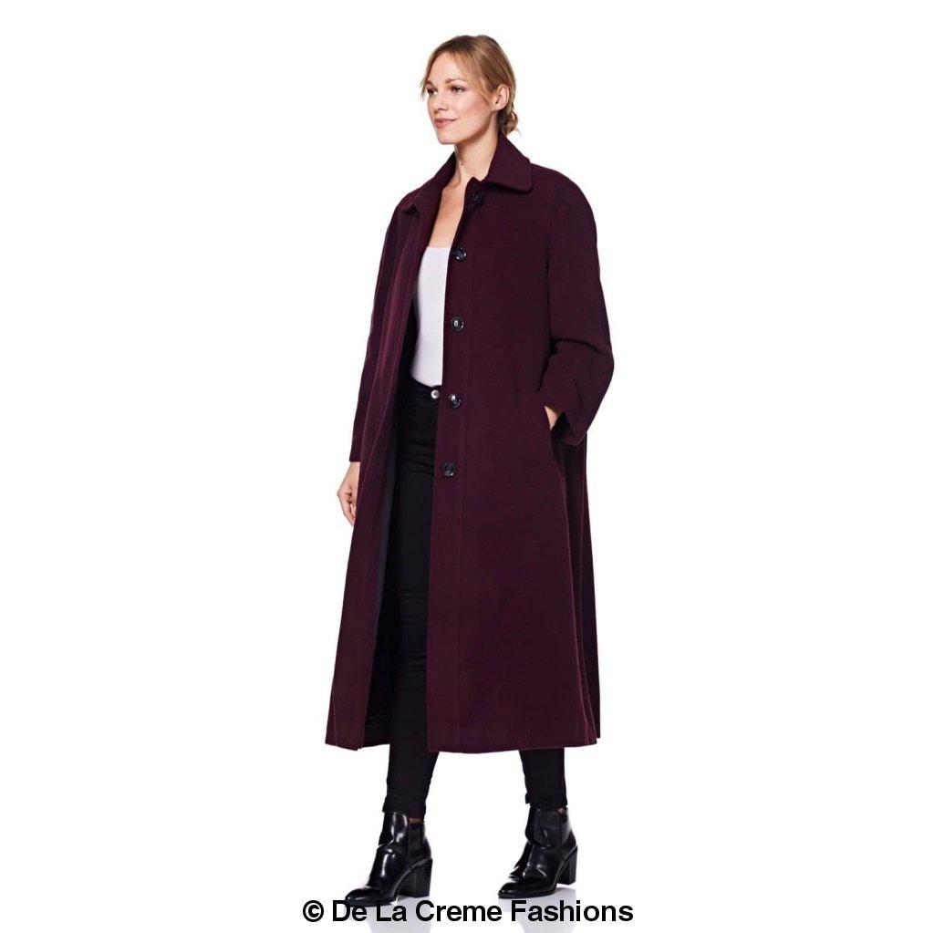 A stylish Curve Wool & Cashmere Blend Plus Size Long Coat in a classic design, featuring a single-breasted front and two side pockets, perfect for sizes UK 14-24.