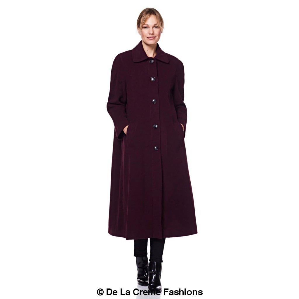 A stylish Curve Wool & Cashmere Blend Plus Size Long Coat in a classic design, featuring a single-breasted front and two side pockets, perfect for sizes UK 14-24.