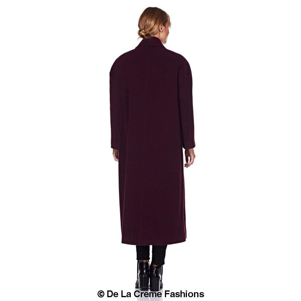 A stylish Curve Wool & Cashmere Blend Plus Size Long Coat in a classic design, featuring a single-breasted front and two side pockets, perfect for sizes UK 14-24.