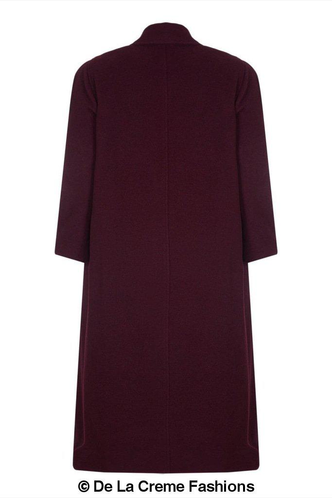 A stylish Curve Wool & Cashmere Blend Plus Size Long Coat in a classic design, featuring a single-breasted front and two side pockets, perfect for sizes UK 14-24.