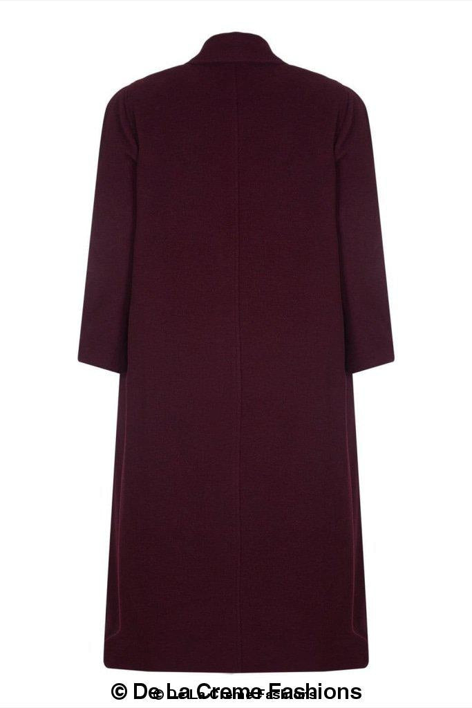 A stylish Curve Wool & Cashmere Blend Plus Size Long Coat in a classic design, featuring a single-breasted front and two side pockets, perfect for sizes UK 14-24.