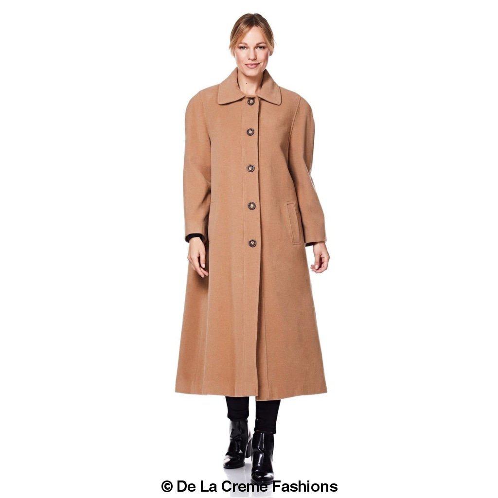 A stylish Curve Wool & Cashmere Blend Plus Size Long Coat in a classic design, featuring a single-breasted front and two side pockets, perfect for sizes UK 14-24.