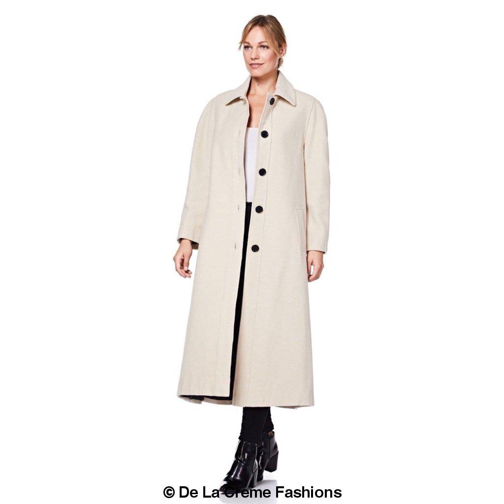 A stylish Curve Wool & Cashmere Blend Plus Size Long Coat in a classic design, featuring a single-breasted front and two side pockets, perfect for sizes UK 14-24.