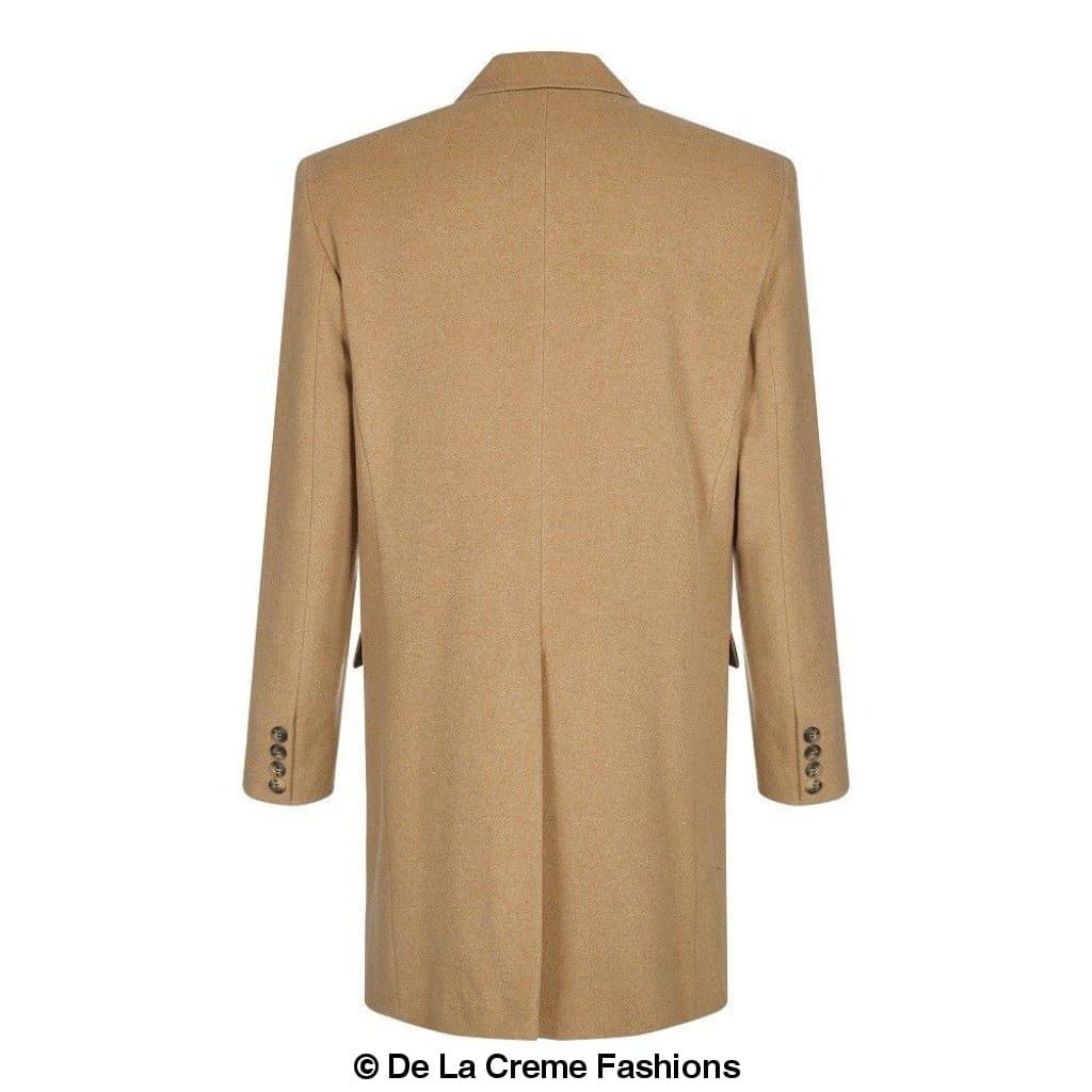 De La Creme MAN Wool Blend Retro Mod Coat in black, showcasing its stylish single-breasted design and high-quality fabric.