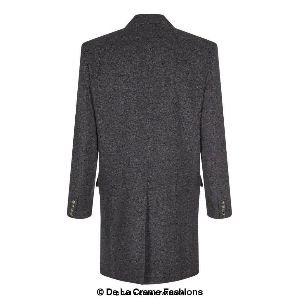 De La Creme MAN Wool Blend Retro Mod Coat in black, showcasing its stylish single-breasted design and high-quality fabric.