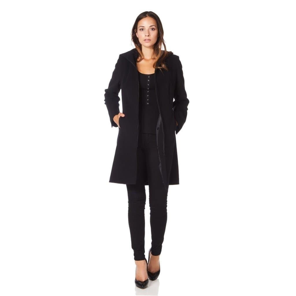 Main De La Creme - Women's Wool Blend Hooded Zip Coat image