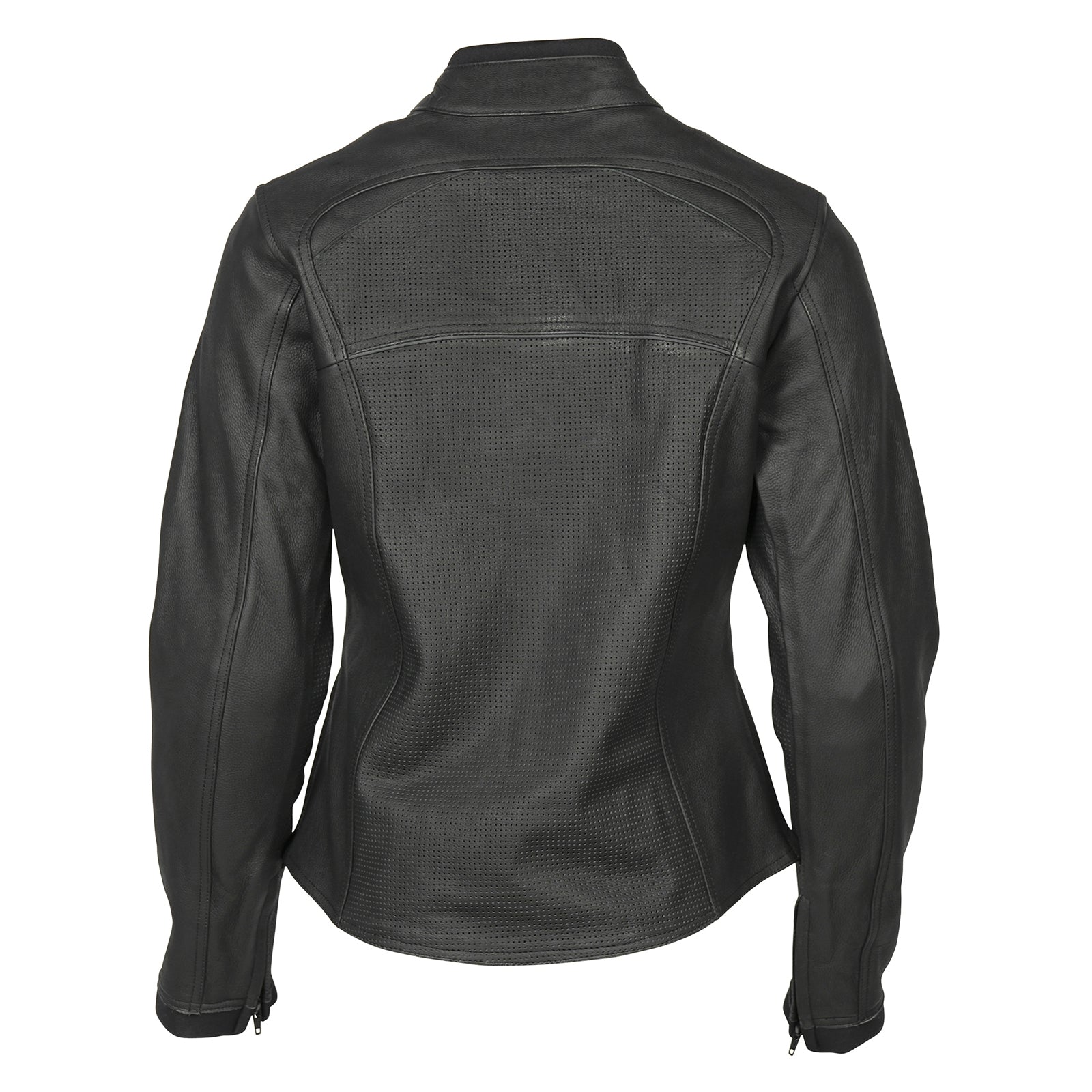 Di Pelle Women Leather Jacket in solid black leather with sporty design and zip-out vest liner, perfect for street riders.