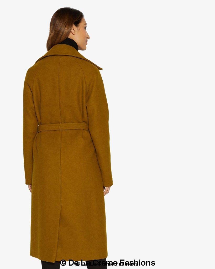 Diana Wrap Around Duster Coat featuring a waterfall lapel collar, open front design, and a stylish belt, made from a luxurious wool and cashmere blend.