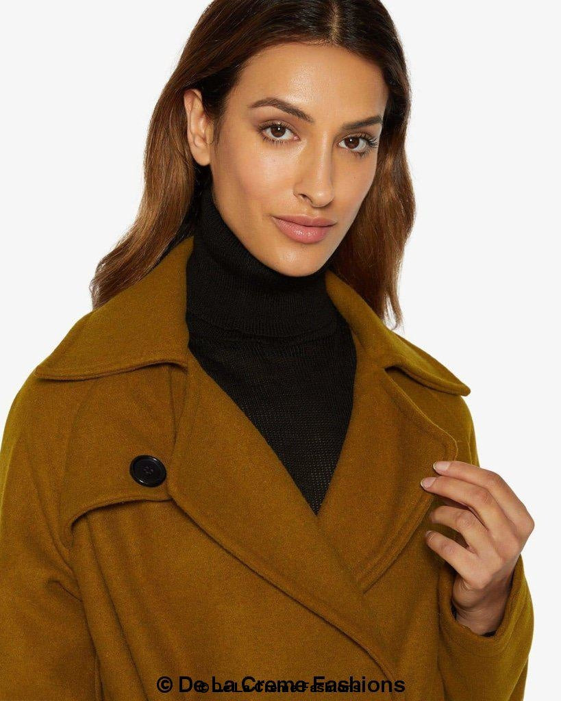 Diana Wrap Around Duster Coat featuring a waterfall lapel collar, open front design, and a stylish belt, made from a luxurious wool and cashmere blend.