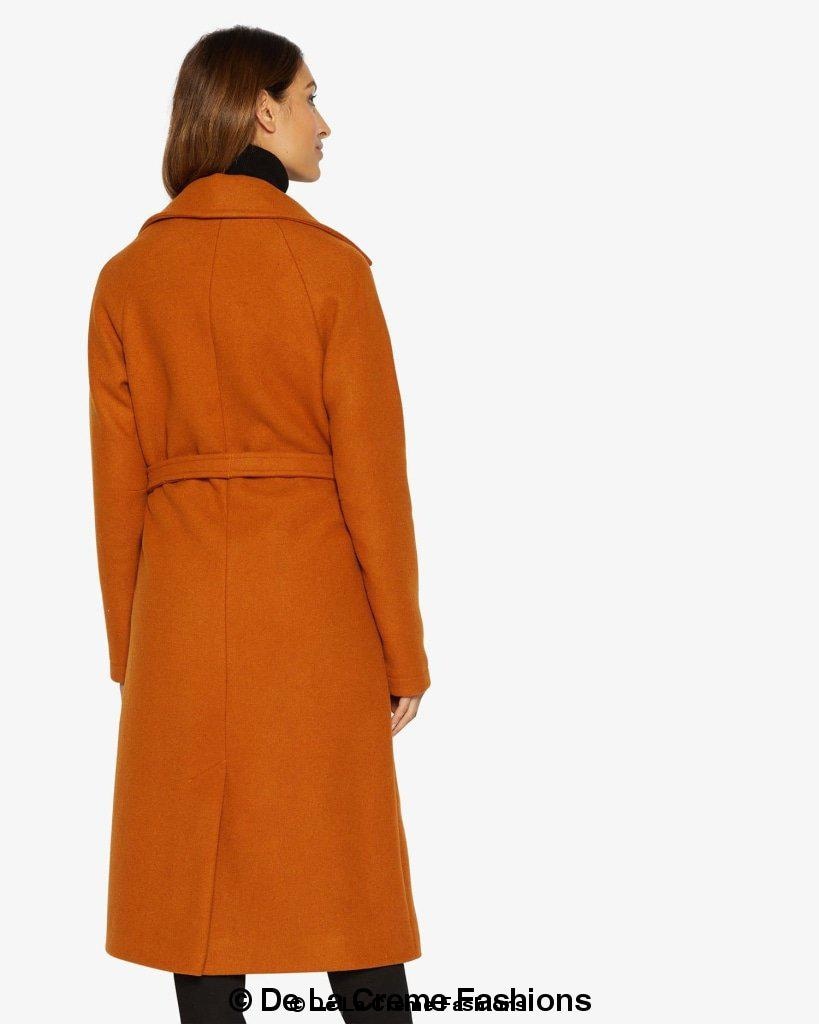 Diana Wrap Around Duster Coat featuring a waterfall lapel collar, open front design, and a stylish belt, made from a luxurious wool and cashmere blend.