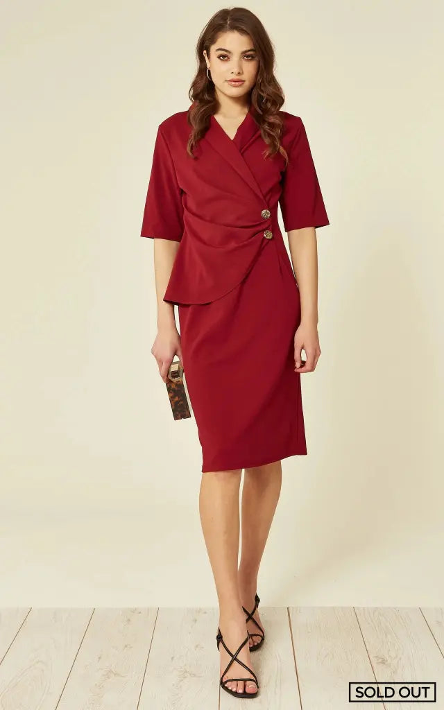 Diane Wrap Blazer Dress featuring a sophisticated blazer top and flattering wrap design, perfect for any occasion.