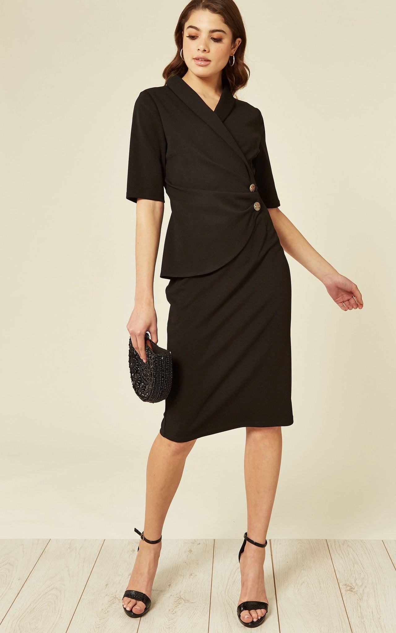 Diane Wrap Blazer Dress featuring a sophisticated blazer top and flattering wrap design, perfect for any occasion.