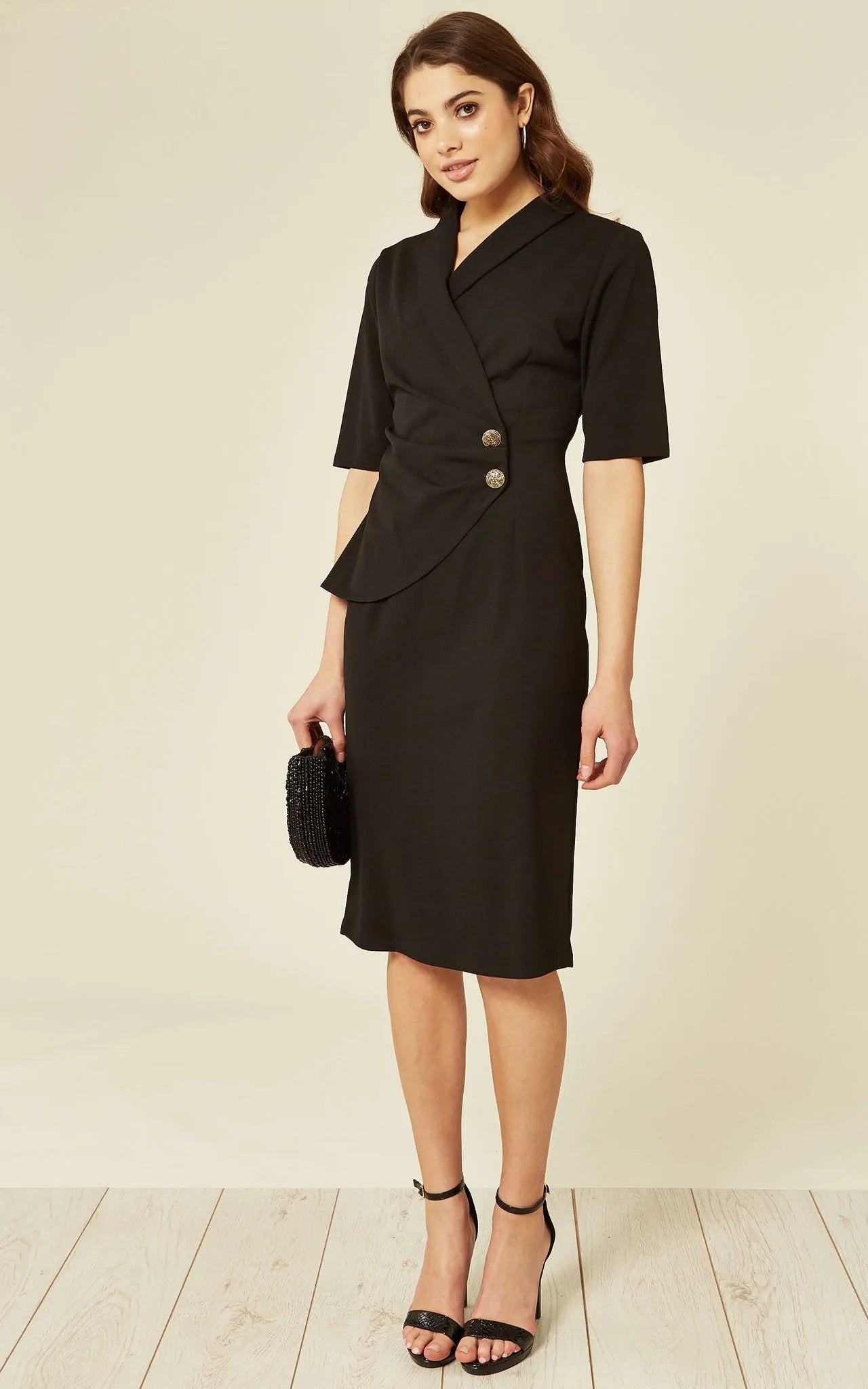 Diane Wrap Blazer Dress featuring a sophisticated blazer top and flattering wrap design, perfect for any occasion.