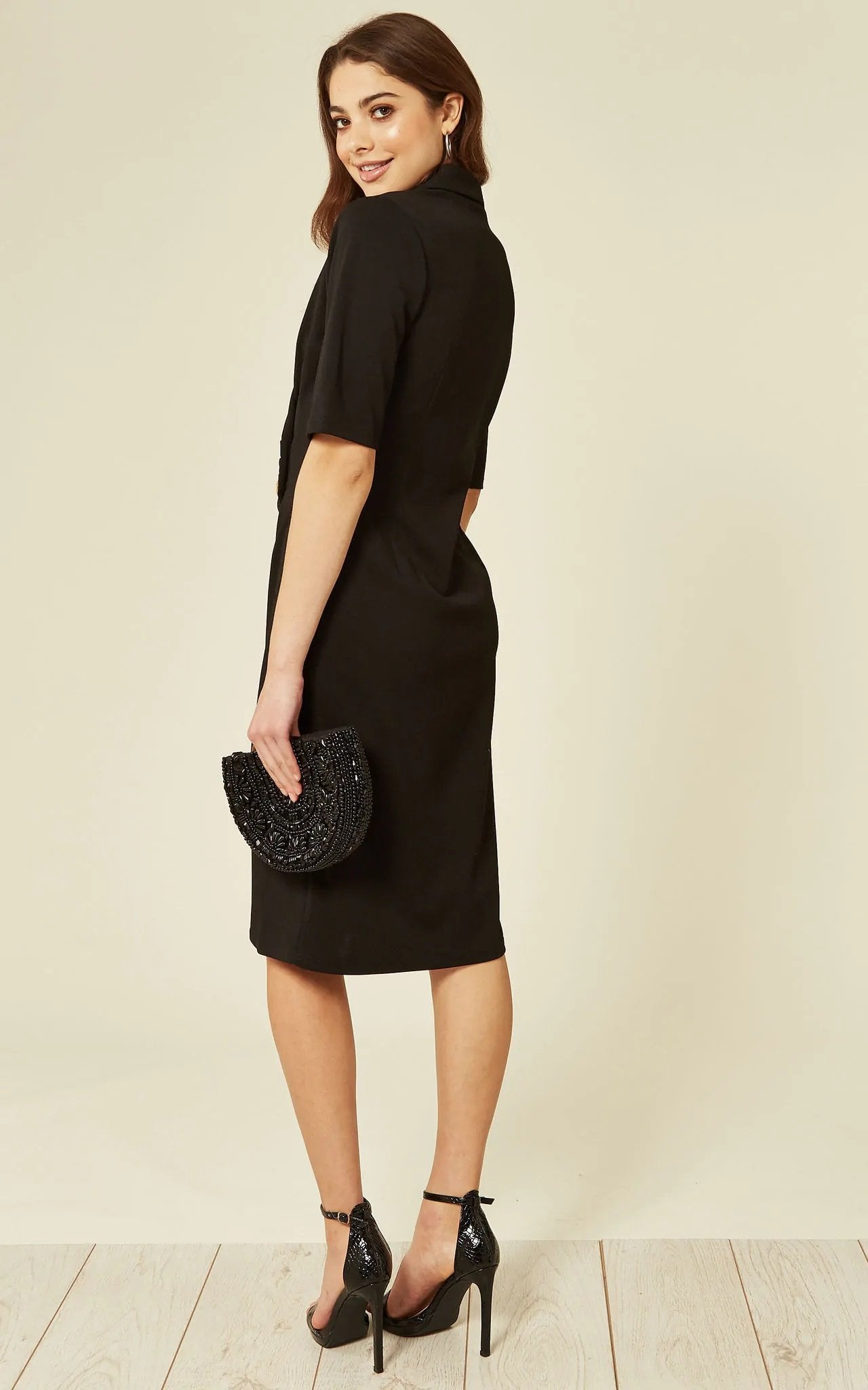 Diane Wrap Blazer Dress featuring a sophisticated blazer top and flattering wrap design, perfect for any occasion.