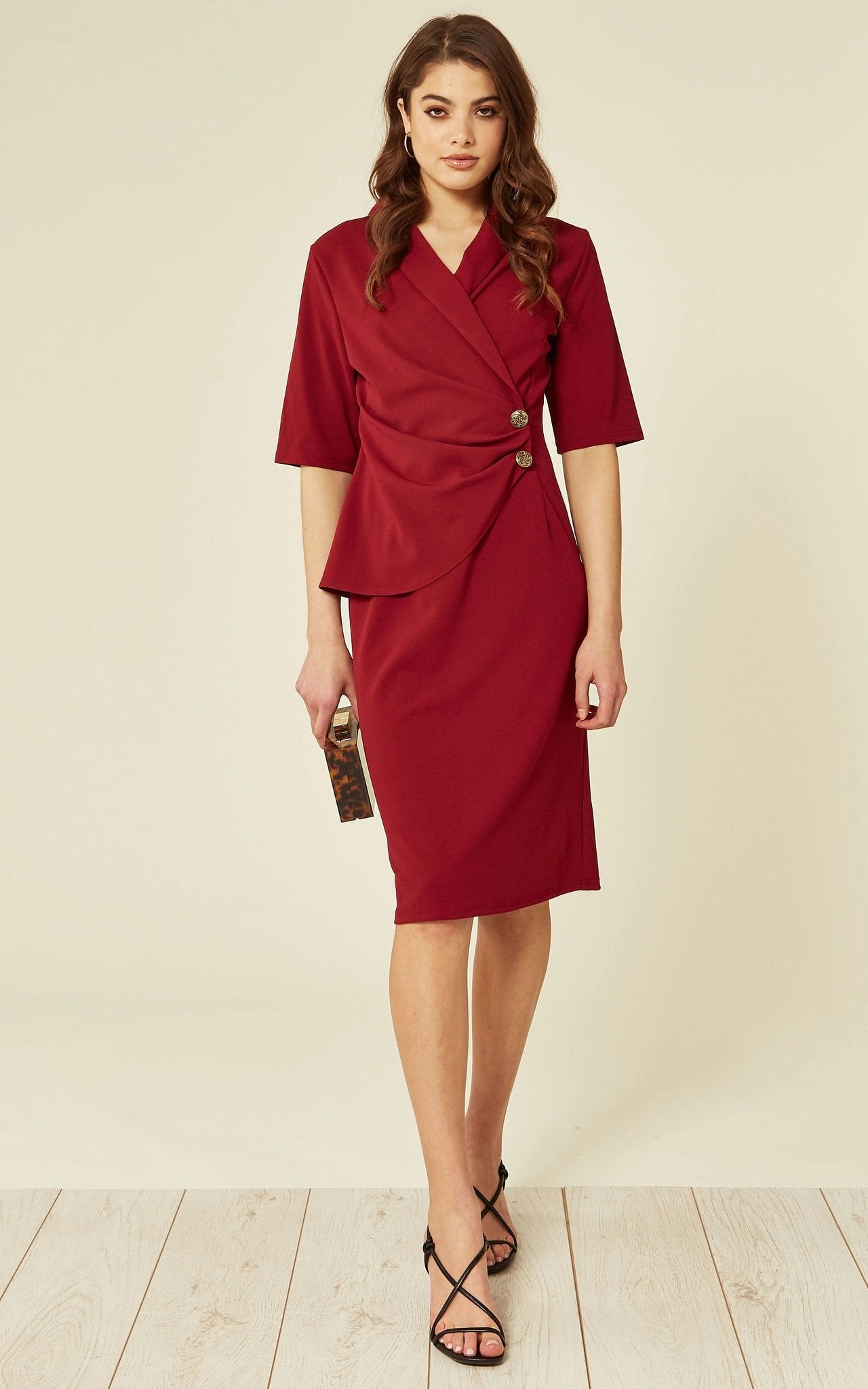 Diane Wrap Blazer Dress featuring a sophisticated blazer top and flattering wrap design, perfect for any occasion.