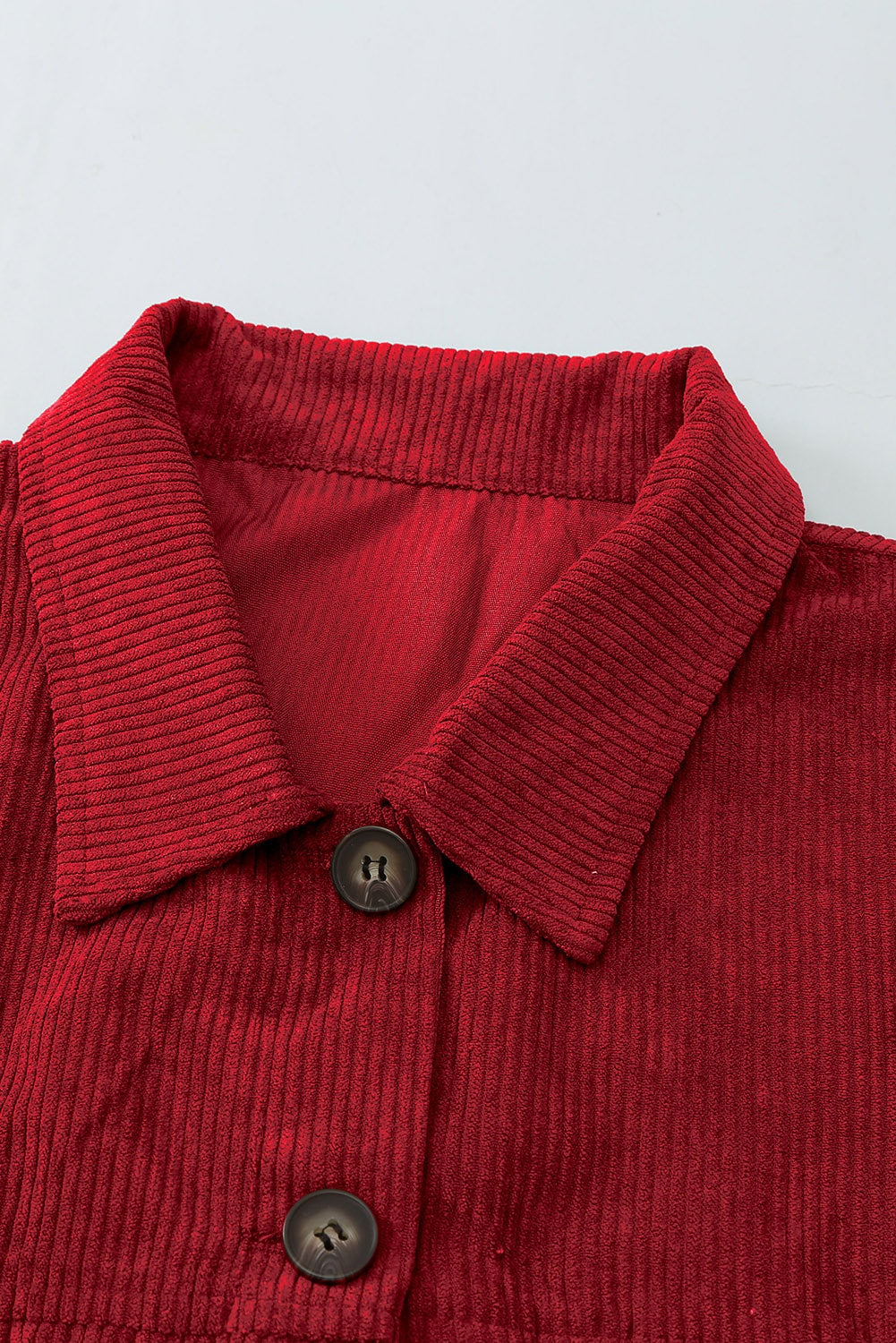 A stylish Fall Corduroy Shirt Coat in vibrant colors, featuring a turn-down collar and button-up design, perfect for autumn and winter wear.