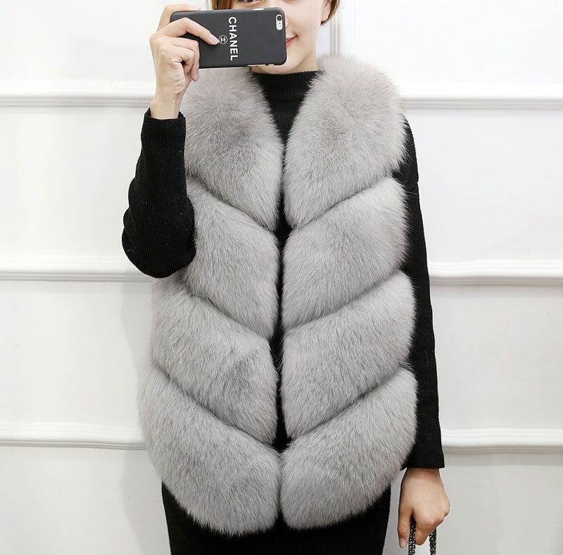 Faux Fur Sleeveless Vest for Women in various colors, showcasing its luxurious texture and stylish design.