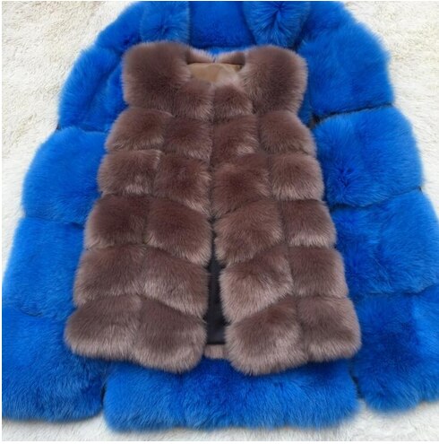 Luxurious high-quality faux fox fur vest coat for women in various colors, showcasing its elegant design and premium materials.