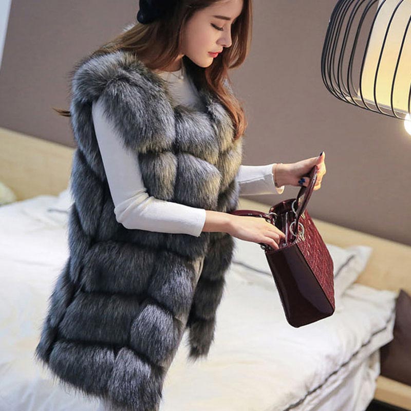 Luxurious high-quality faux fox fur vest coat for women in various colors, showcasing its elegant design and premium materials.