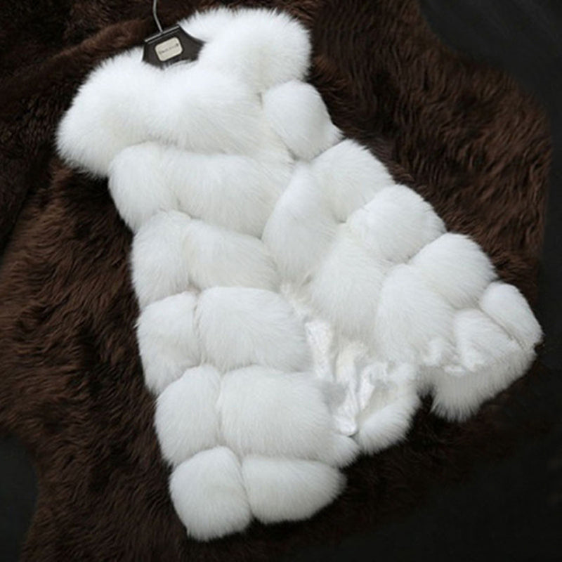 Luxurious high-quality faux fox fur vest coat for women in various colors, showcasing its elegant design and premium materials.